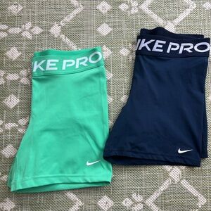 Nike Pro Dri-FIT Green and Navy Shorts